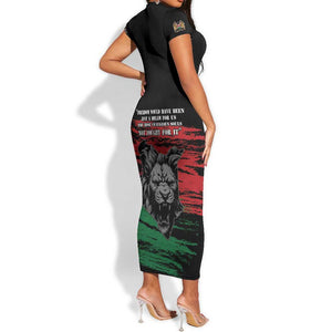 Happy Kenya Mashujaa Day Short Sleeve Bodycon Dress Honour Our Heroes, Heroines