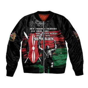 Happy Kenya Mashujaa Day Sleeve Zip Bomber Jacket Honour Our Heroes, Heroines