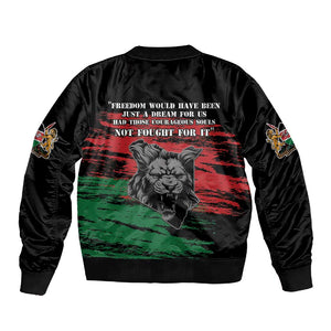 Happy Kenya Mashujaa Day Sleeve Zip Bomber Jacket Honour Our Heroes, Heroines