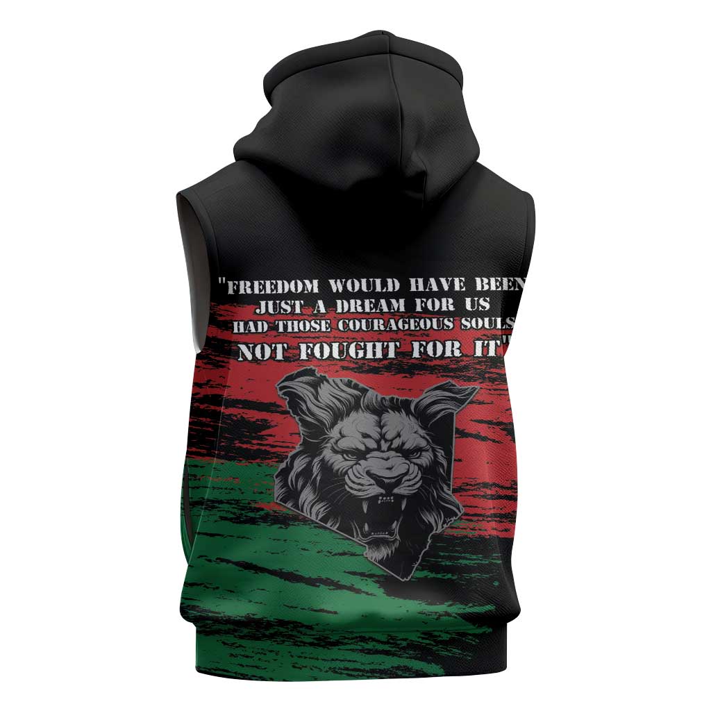 Happy Kenya Mashujaa Day Sleeveless Zip Hoodie Honour Our Heroes, Heroines - African Pride