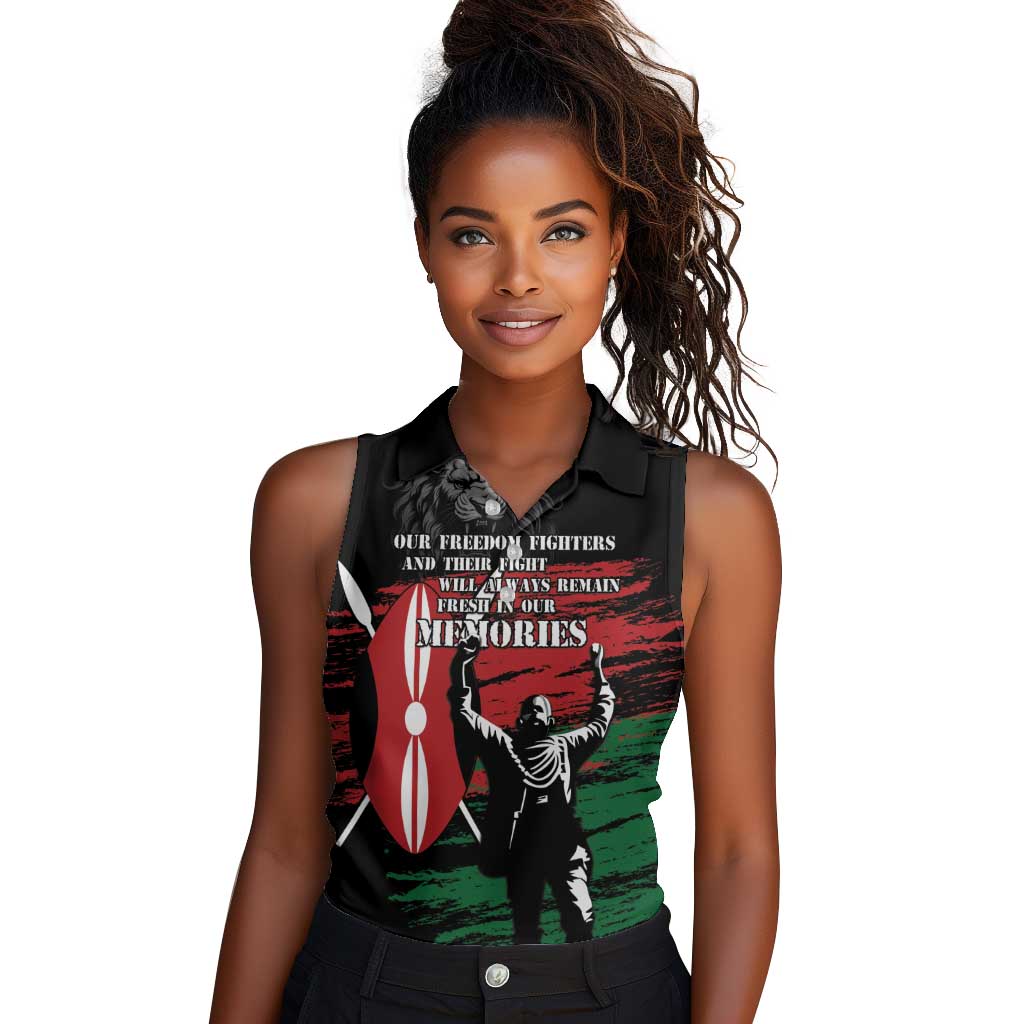 Happy Kenya Mashujaa Day Women Sleeveless Polo Shirt Honour Our Heroes, Heroines