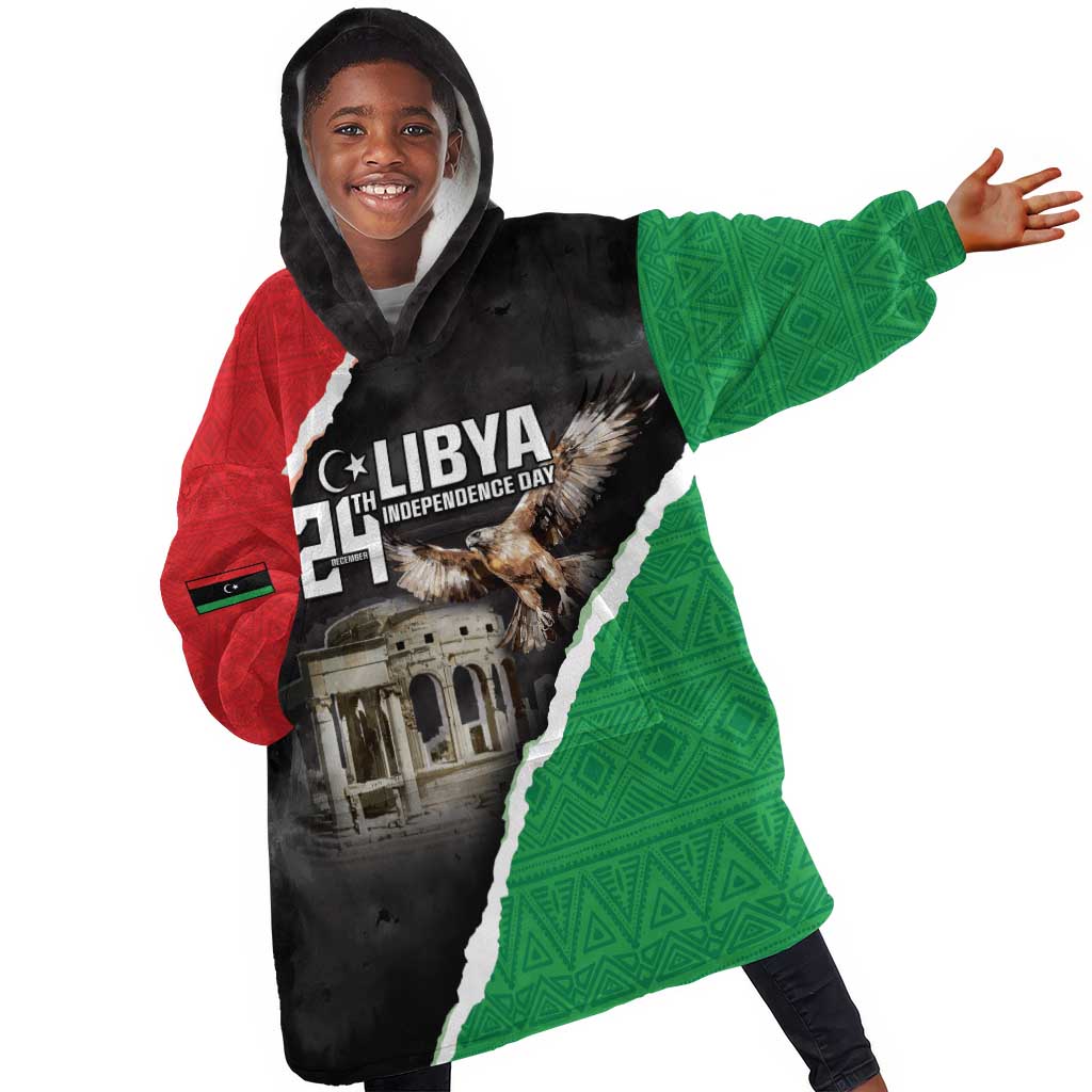 Happy Libya Independence Day Kid Wearable Blanket Hoodie Libya In My Heart