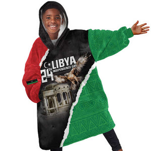 Happy Libya Independence Day Kid Wearable Blanket Hoodie Libya In My Heart