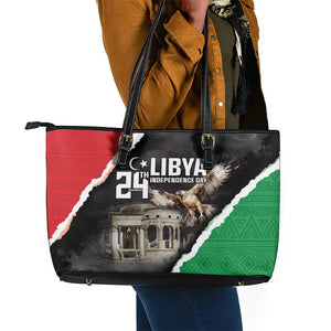 Happy Libya Independence Day Leather Tote Bag Libya In My Heart