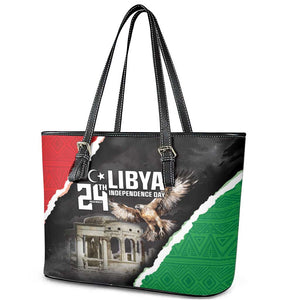 Happy Libya Independence Day Leather Tote Bag Libya In My Heart