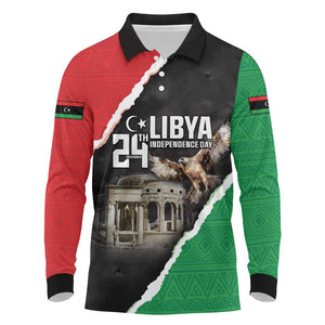 Happy Libya Independence Day Long Sleeve Polo Shirt Libya In My Heart