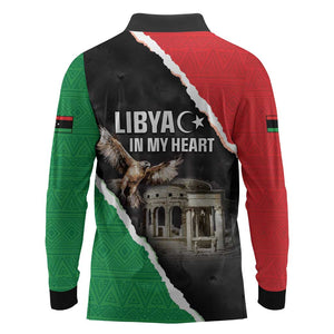 Happy Libya Independence Day Long Sleeve Polo Shirt Libya In My Heart