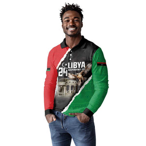 Happy Libya Independence Day Long Sleeve Polo Shirt Libya In My Heart