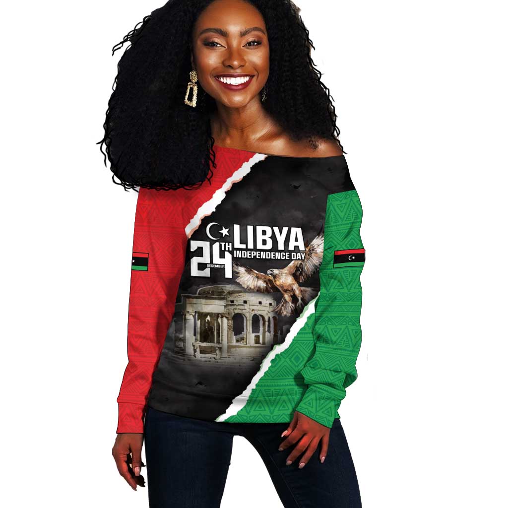 Happy Libya Independence Day Off Shoulder Sweater Libya In My Heart