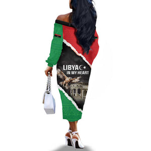 Happy Libya Independence Day Off The Shoulder Long Sleeve Dress Libya In My Heart