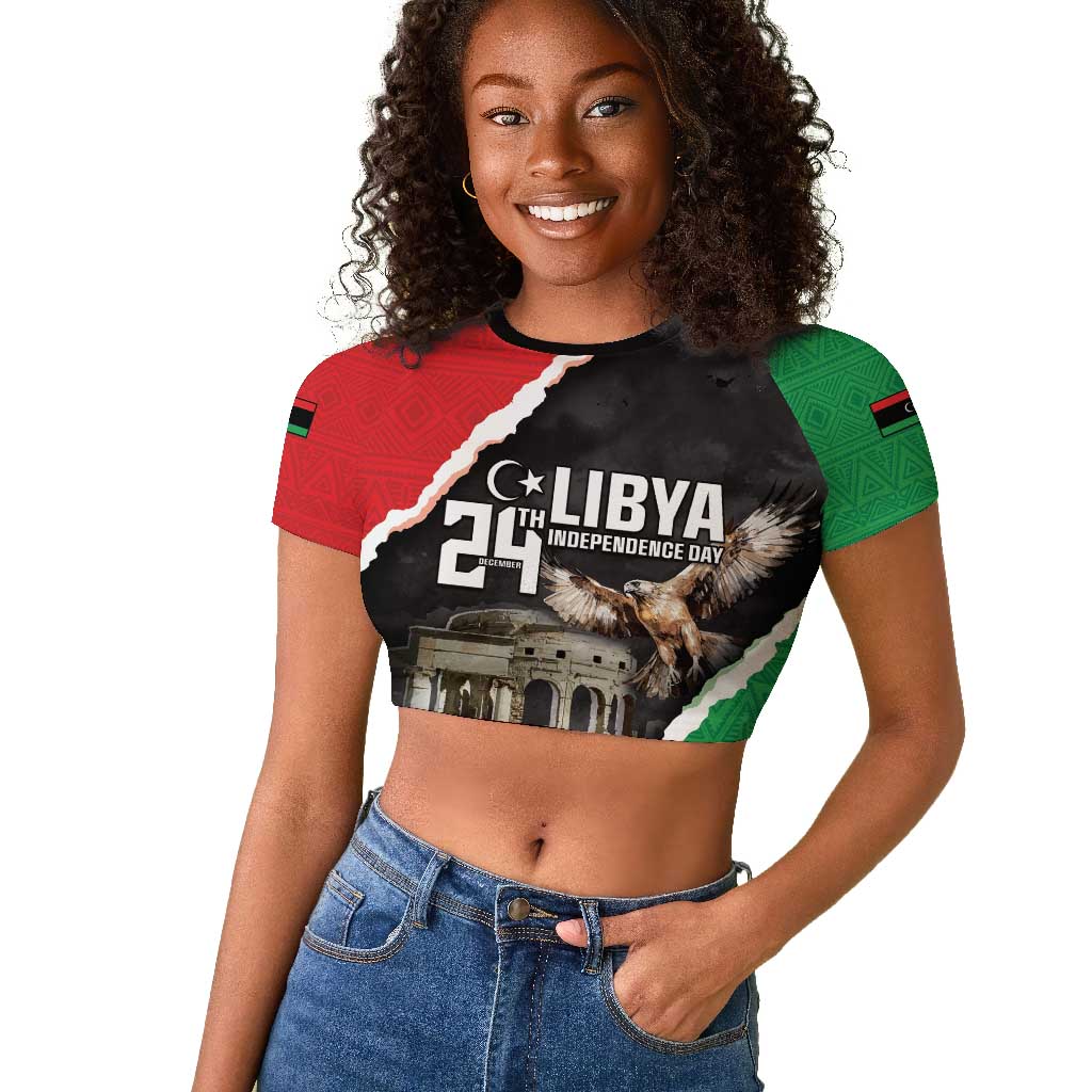 Happy Libya Independence Day Raglan Cropped T shirt Libya In My Heart