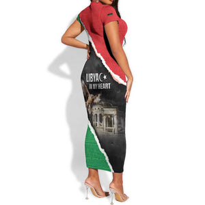 Happy Libya Independence Day Short Sleeve Bodycon Dress Libya In My Heart