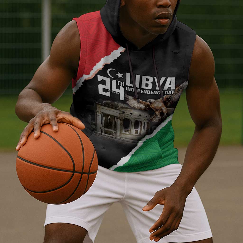 Happy Libya Independence Day Sleeveless Hoodie Libya In My Heart - African Pride