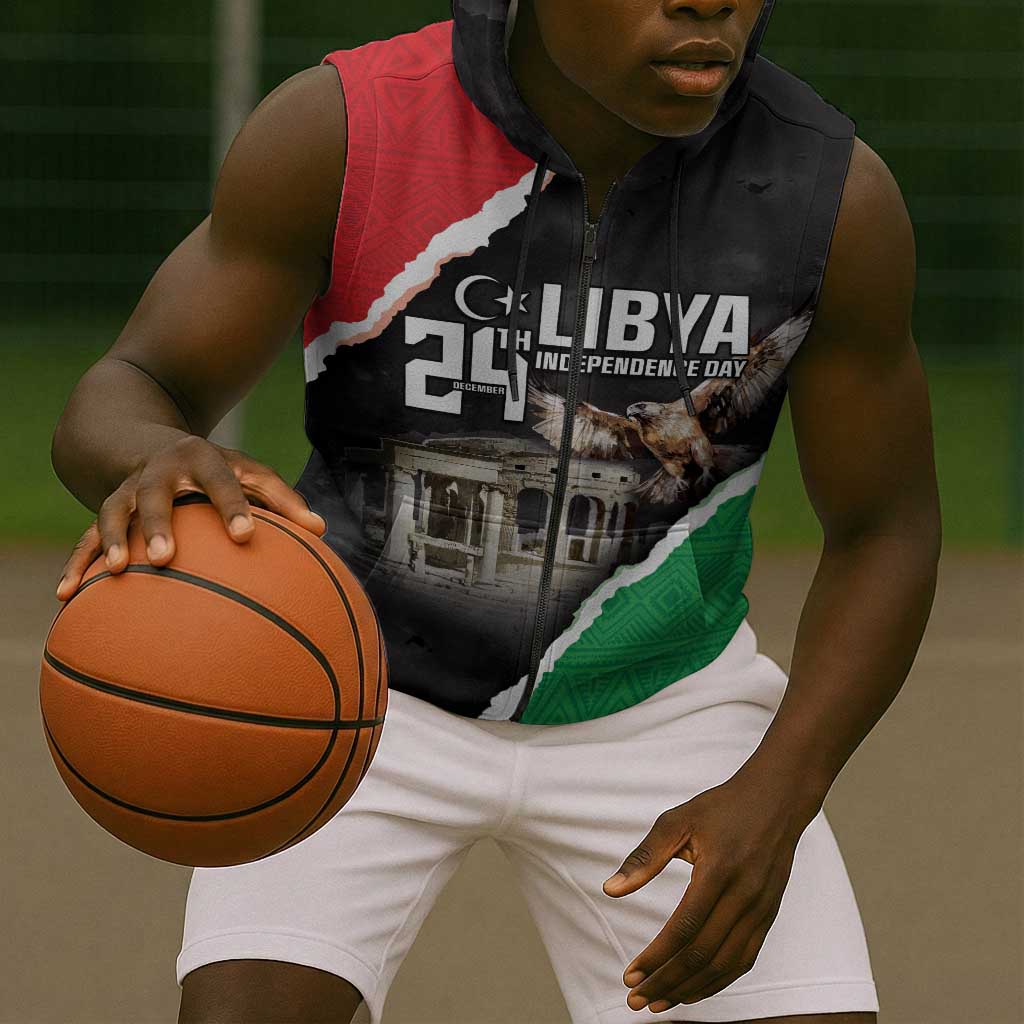 Happy Libya Independence Day Sleeveless Zip Hoodie Libya In My Heart - African Pride