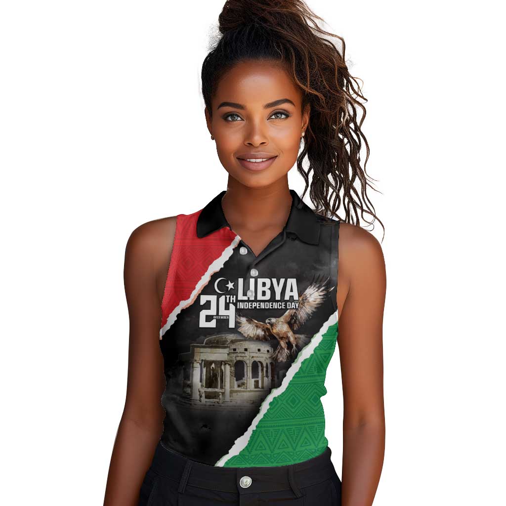 Happy Libya Independence Day Women Sleeveless Polo Shirt Libya In My Heart