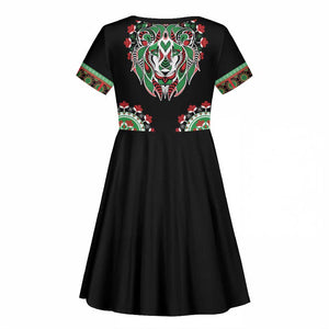 Libya Barbary Lion Kid Short Sleeve Dress Dashiki Simple Style