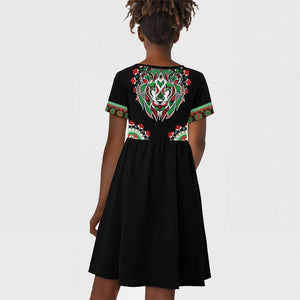 Libya Barbary Lion Kid Short Sleeve Dress Dashiki Simple Style