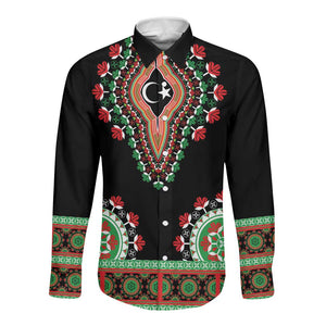 Libya Barbary Lion Long Sleeve Button Shirt Dashiki Simple Style