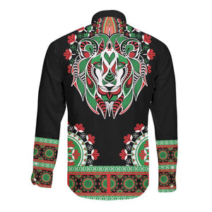 Libya Barbary Lion Long Sleeve Button Shirt Dashiki Simple Style