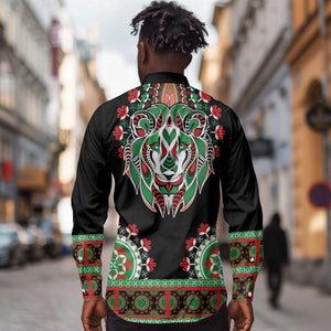 Libya Barbary Lion Long Sleeve Button Shirt Dashiki Simple Style