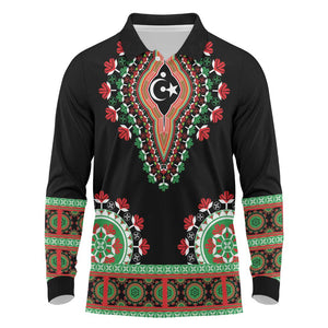 Libya Barbary Lion Long Sleeve Polo Shirt Dashiki Simple Style