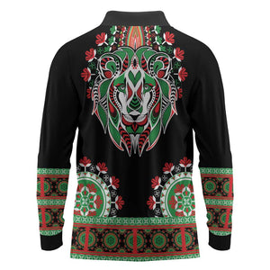 Libya Barbary Lion Long Sleeve Polo Shirt Dashiki Simple Style