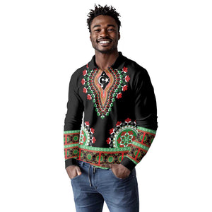 Libya Barbary Lion Long Sleeve Polo Shirt Dashiki Simple Style