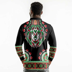 Libya Barbary Lion Long Sleeve Polo Shirt Dashiki Simple Style