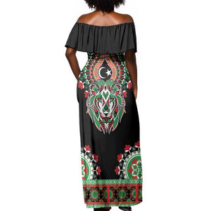 Libya Barbary Lion Off Shoulder Maxi Dress Dashiki Simple Style