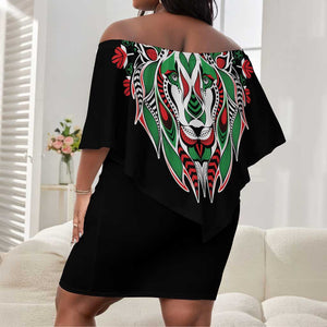 Libya Barbary Lion Off Shoulder Short Dress Dashiki Simple Style