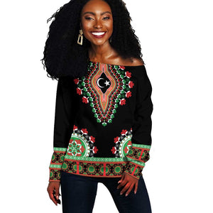 Libya Barbary Lion Off Shoulder Sweater Dashiki Simple Style