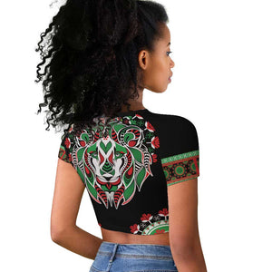 Libya Barbary Lion Raglan Cropped T shirt Dashiki Simple Style