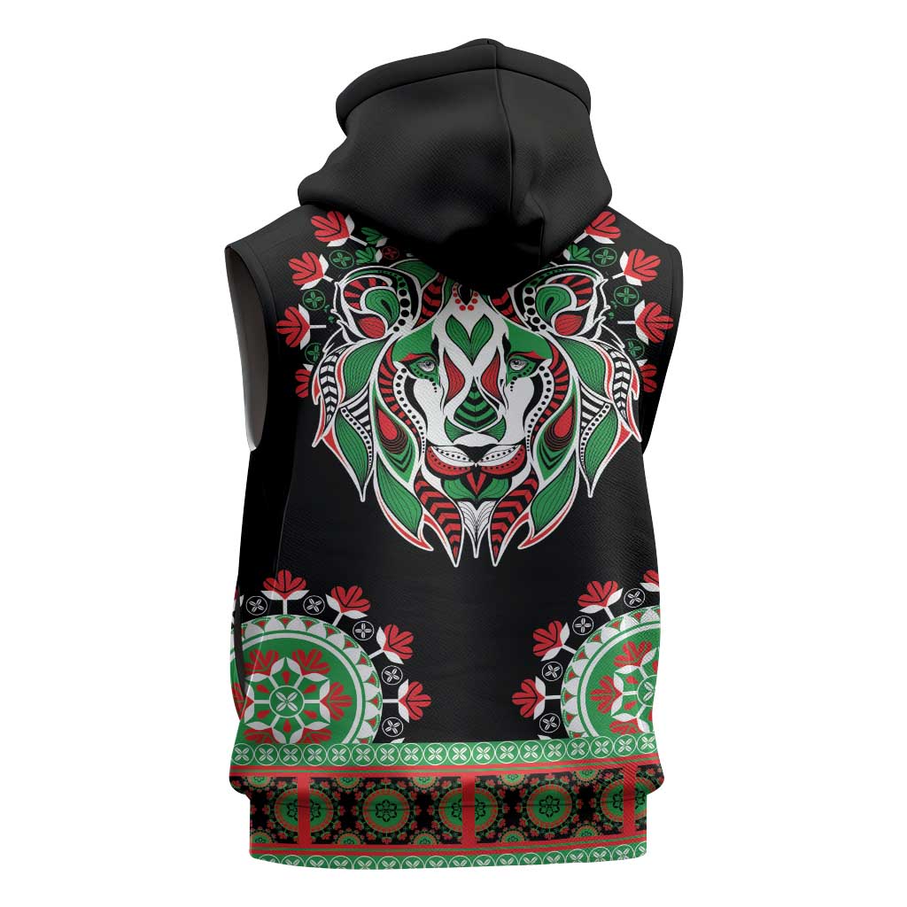 Libya Barbary Lion Sleeveless Hoodie Dashiki Simple Style - African Pride