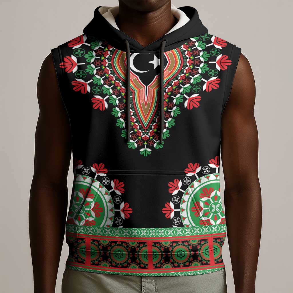Libya Barbary Lion Sleeveless Hoodie Dashiki Simple Style - African Pride