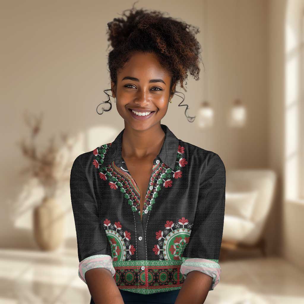 Libya Barbary Lion Women Casual Shirt Dashiki Simple Style