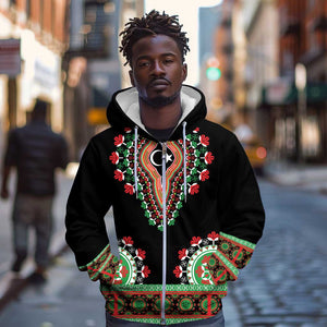 Libya Barbary Lion Zip Hoodie Dashiki Simple Style