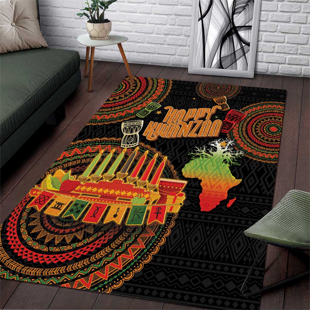 Kwanzaa Kinara Candles Area Rug African Tribal Pattern