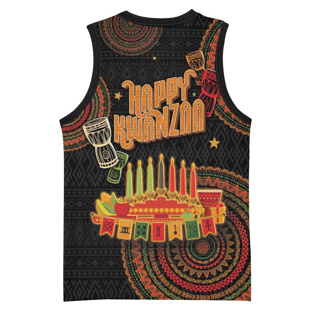 Kwanzaa Kinara Candles Basketball Jersey African Tribal Pattern LT05