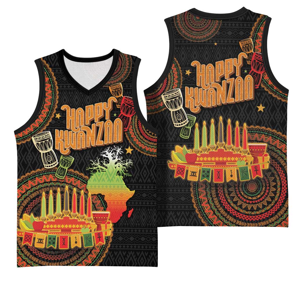 Kwanzaa Kinara Candles Basketball Jersey African Tribal Pattern LT05