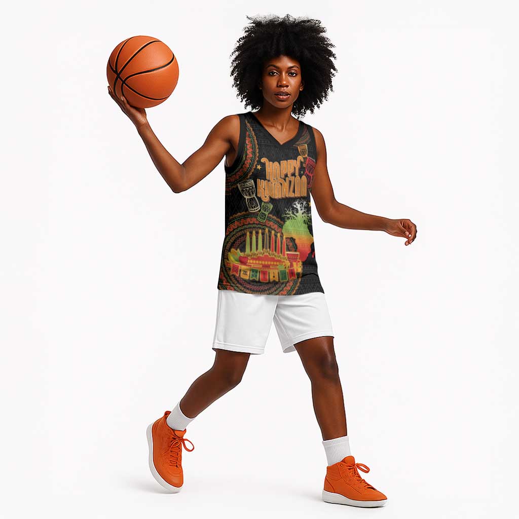 Kwanzaa Kinara Candles Basketball Jersey African Tribal Pattern LT05