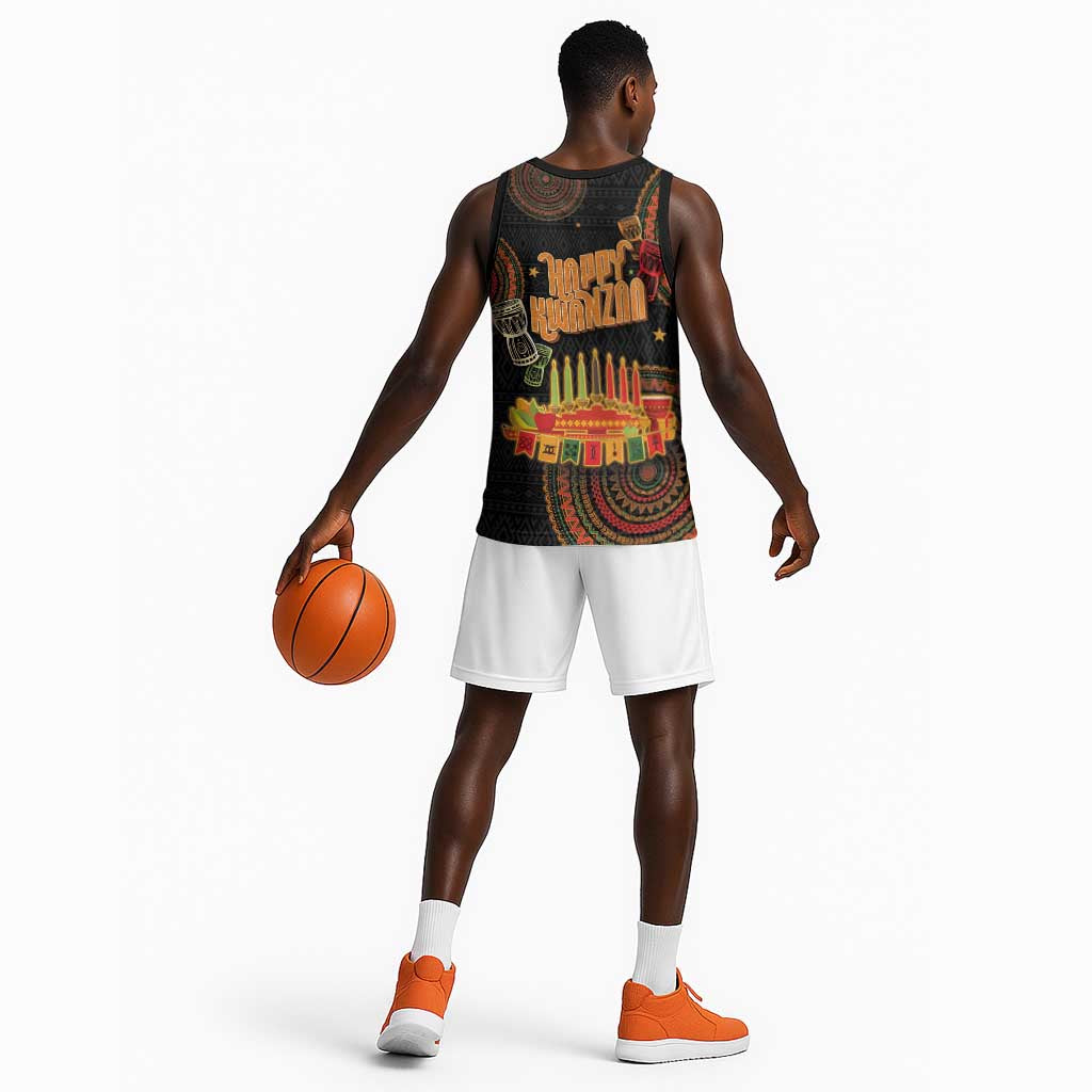 Kwanzaa Kinara Candles Basketball Jersey African Tribal Pattern LT05