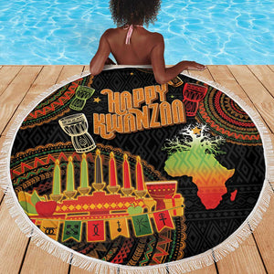 Kwanzaa Kinara Candles Beach Blanket African Tribal Pattern