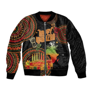 Kwanzaa Kinara Candles Bomber Jacket African Tribal Pattern
