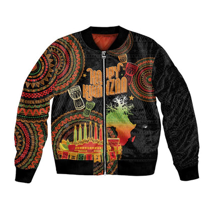 Kwanzaa Kinara Candles Bomber Jacket African Tribal Pattern