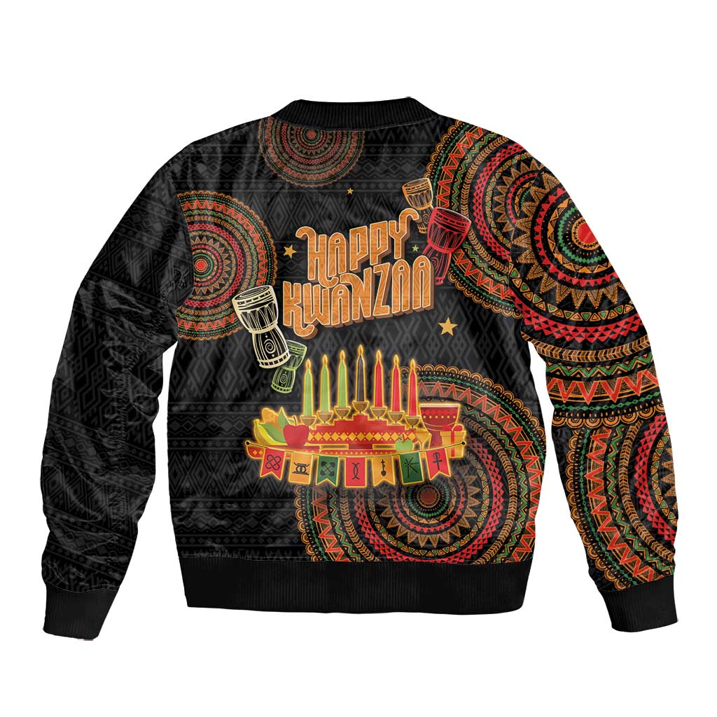 Kwanzaa Kinara Candles Bomber Jacket African Tribal Pattern