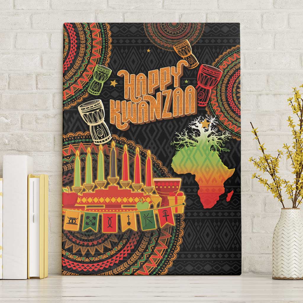 Kwanzaa Kinara Candles Canvas Wall Art African Tribal Pattern