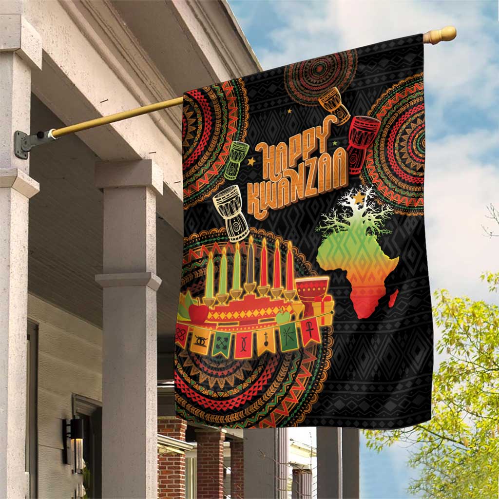 Kwanzaa Kinara Candles Garden Flag African Tribal Pattern