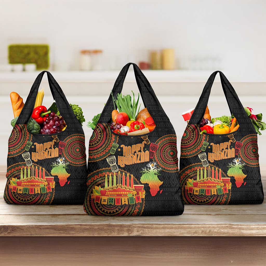 Kwanzaa Kinara Candles Grocery Bag African Tribal Pattern