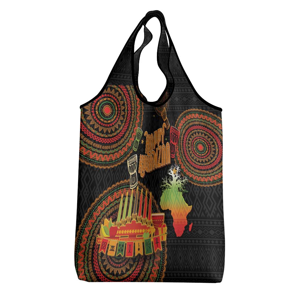 Kwanzaa Kinara Candles Grocery Bag African Tribal Pattern