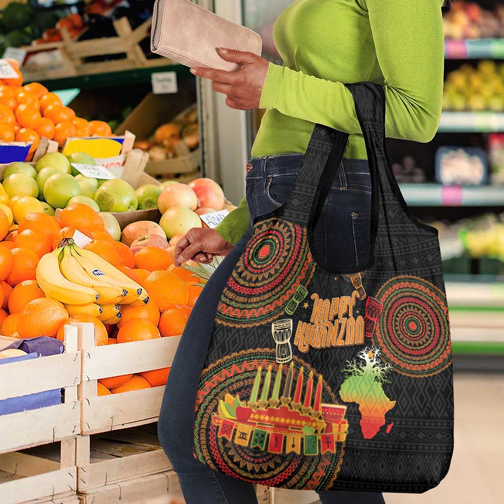 Kwanzaa Kinara Candles Grocery Bag African Tribal Pattern